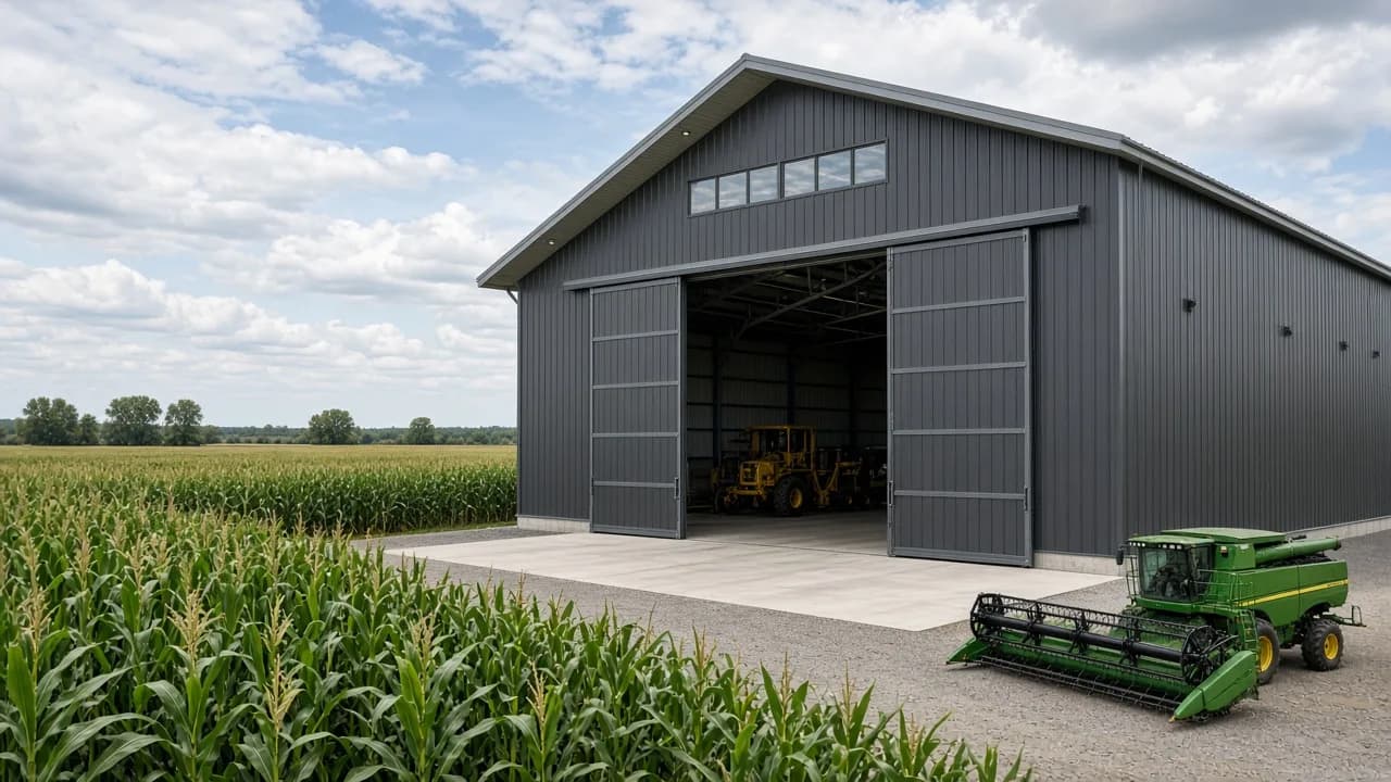 Large agricultural storage building.