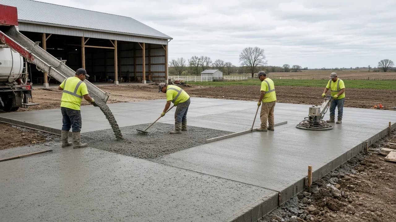 Concrete floor pour in progress.