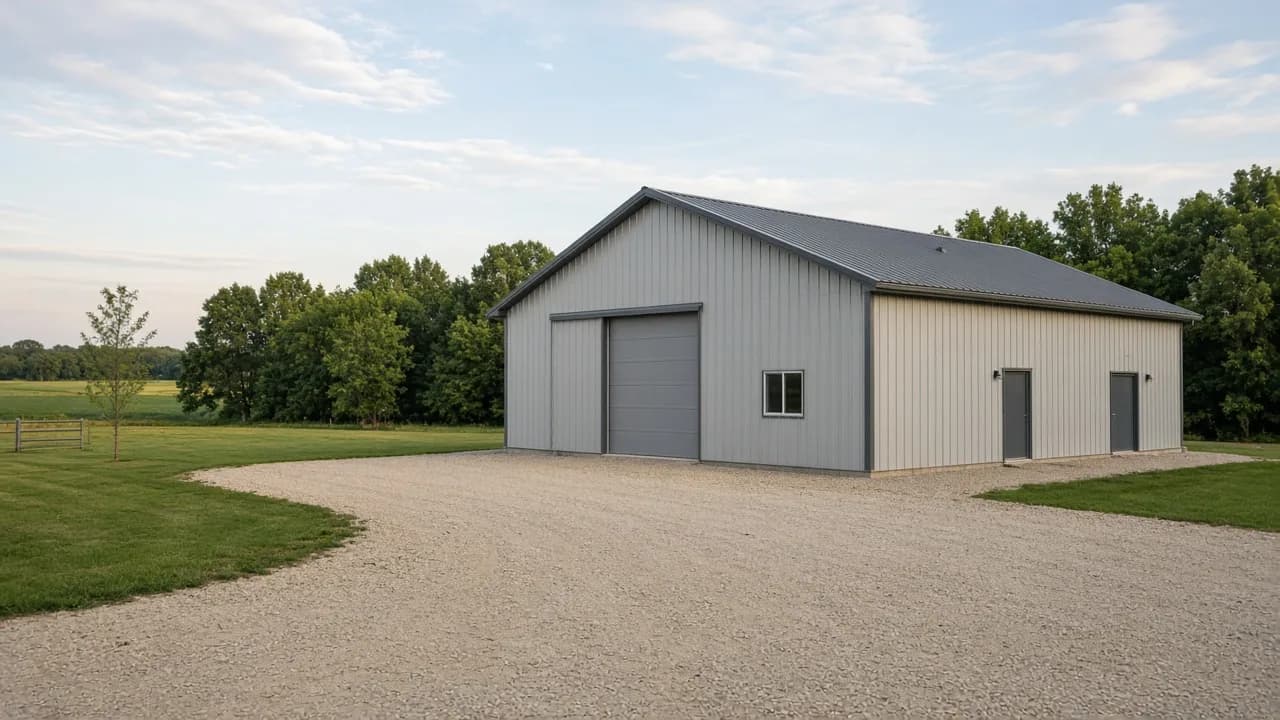 Completed pole barn and workshop.