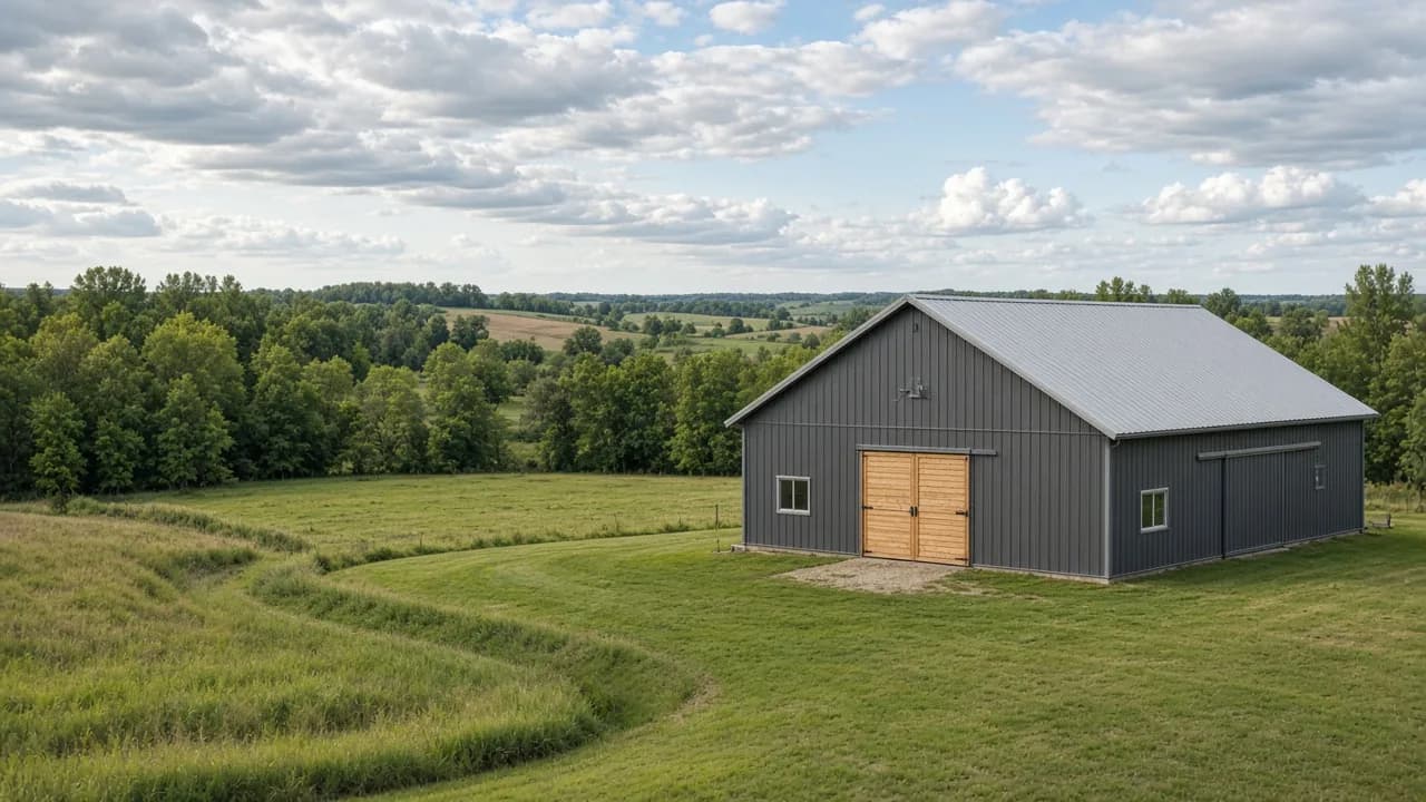 Pole barn on a hobby farm.