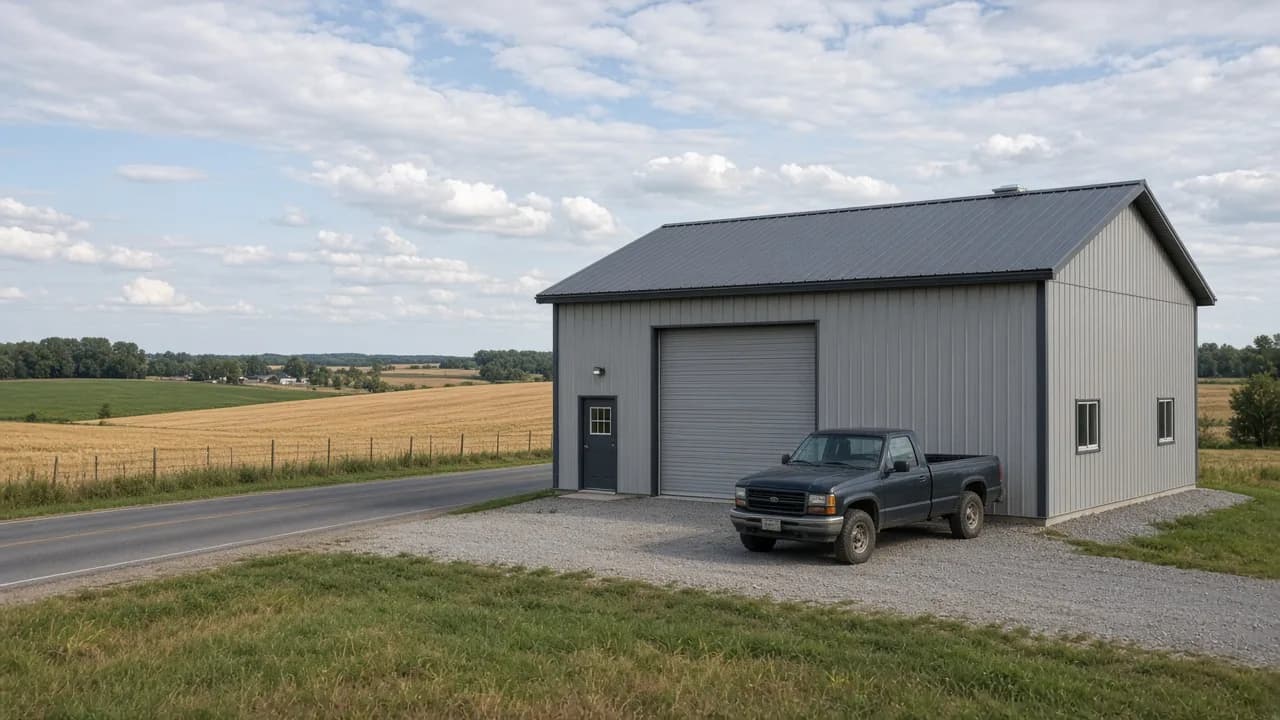 Workshop and equipment-storage barn.